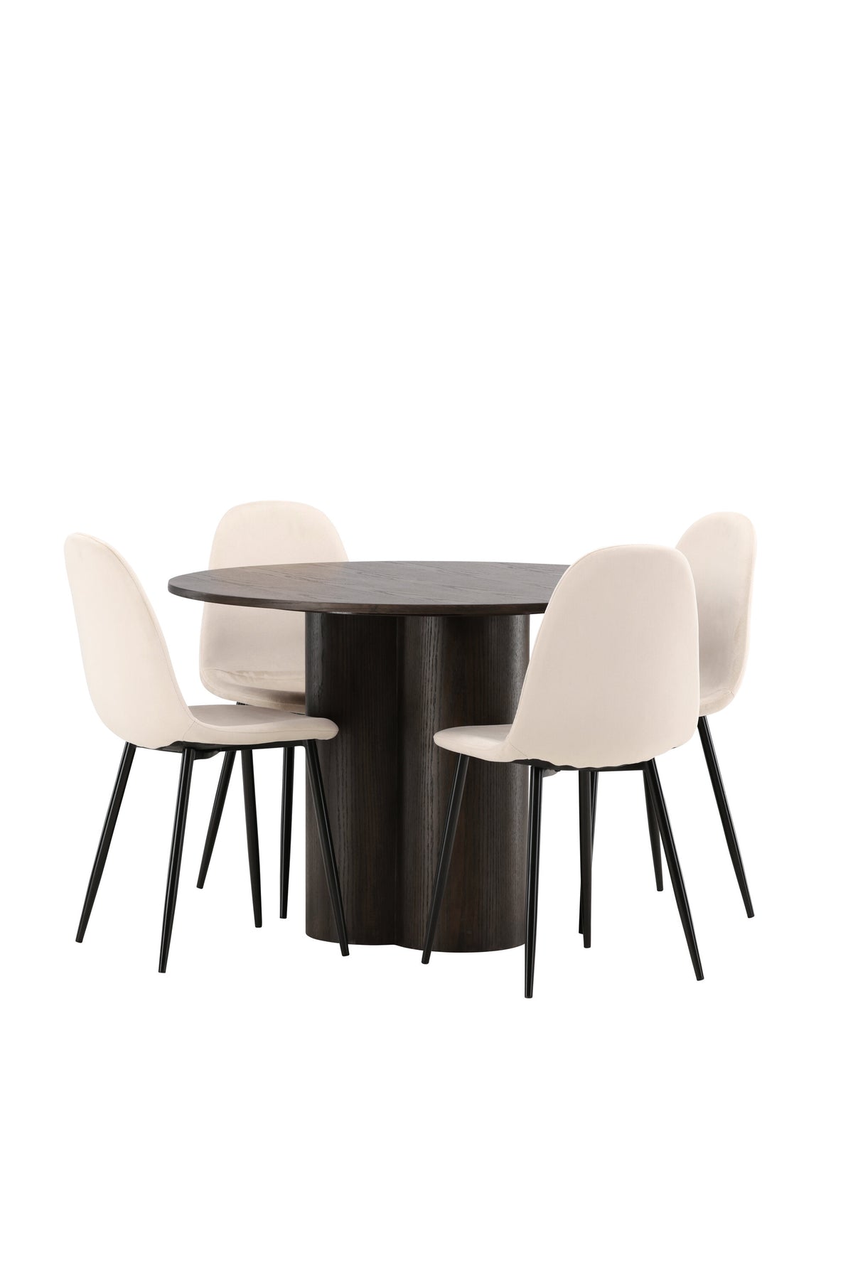 Olivia Matbord med Polar Stolarna – Bord: ⌀110 Stol: 53,3x88x44