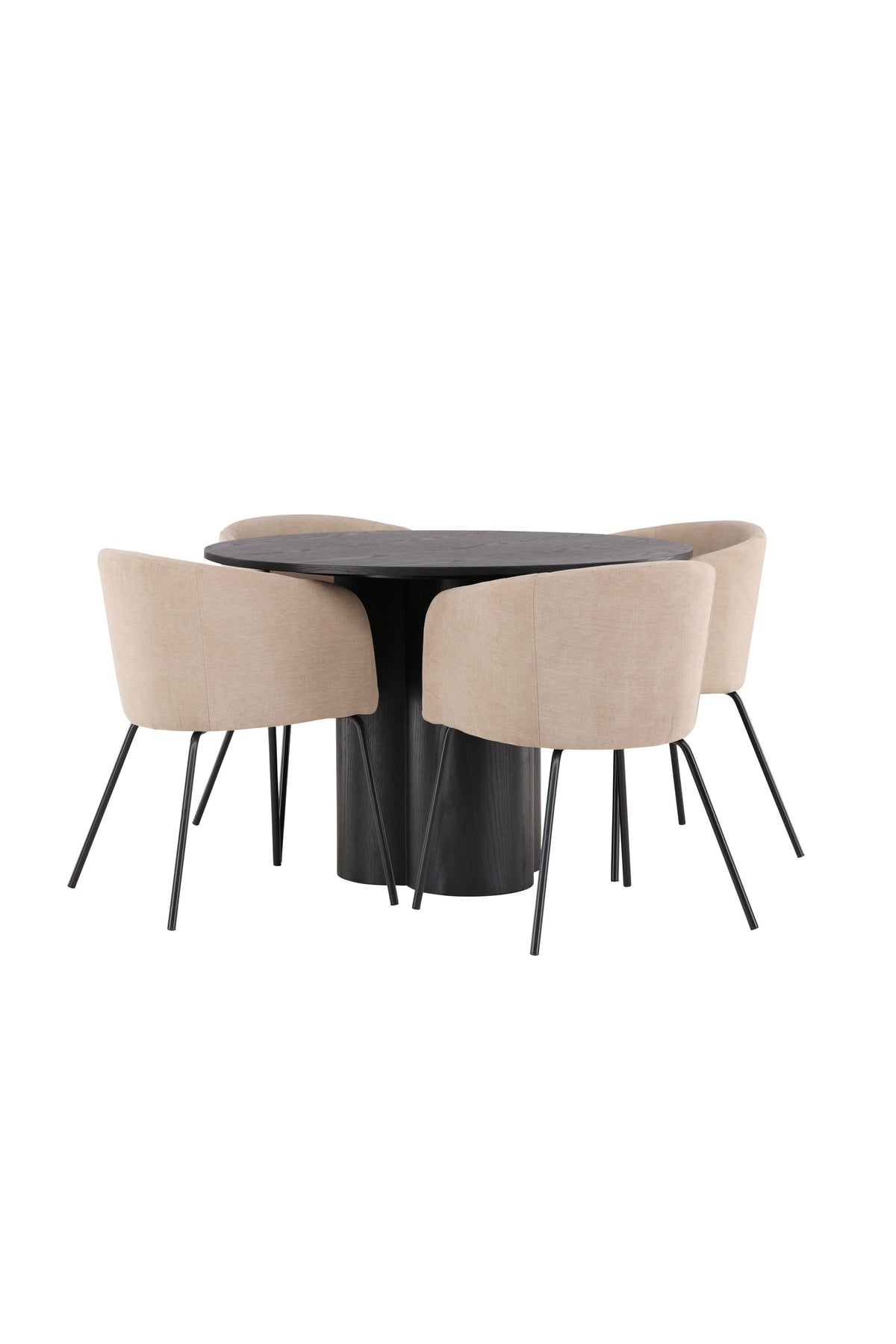 Olivia Matbord med Berit Stolarna – Bord: ⌀110 Stol: 55x78x55