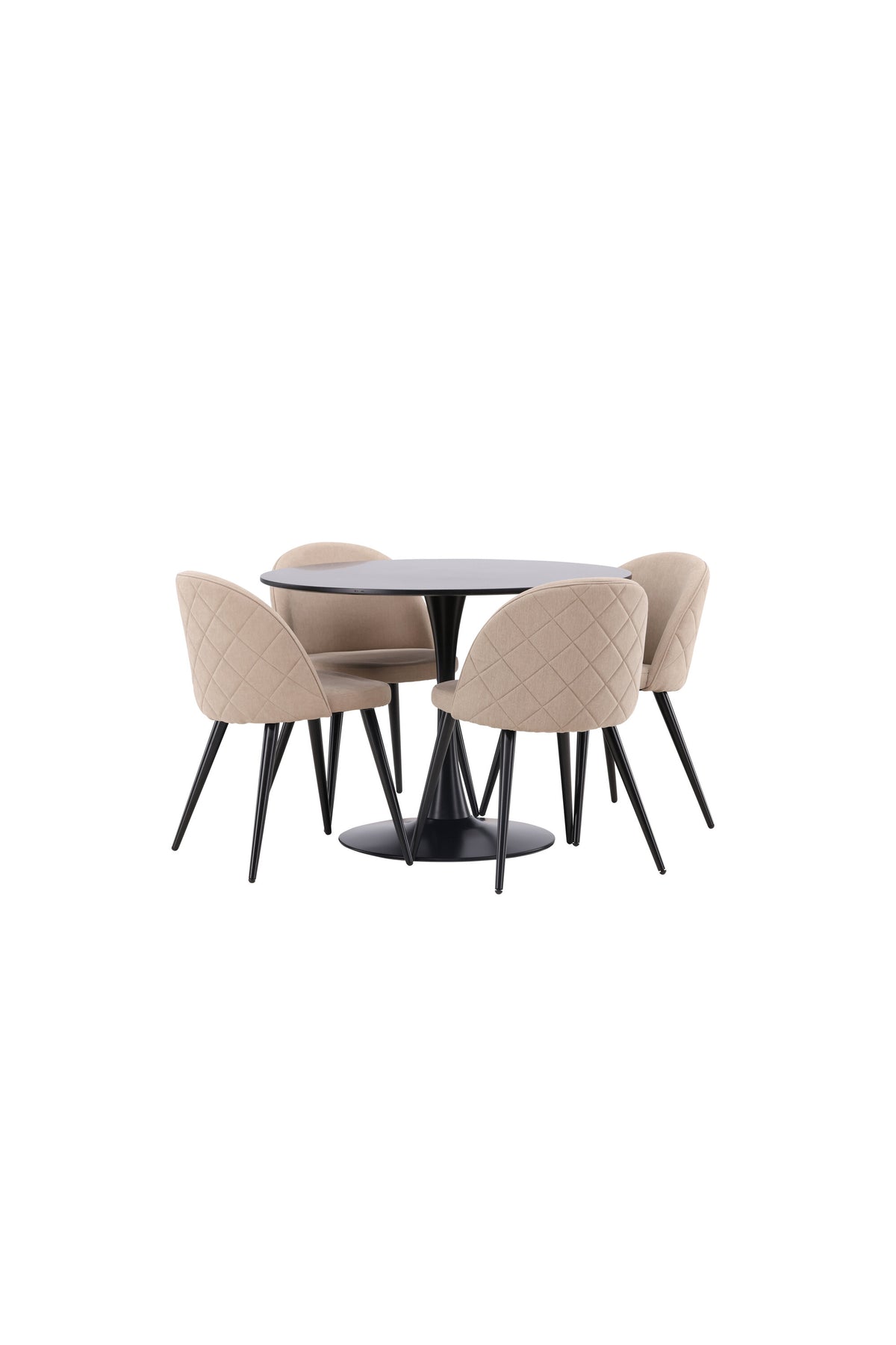 Glade Matbord med Velvet Stolarna – Bord: ⌀100 Stol: 57x76,5x50