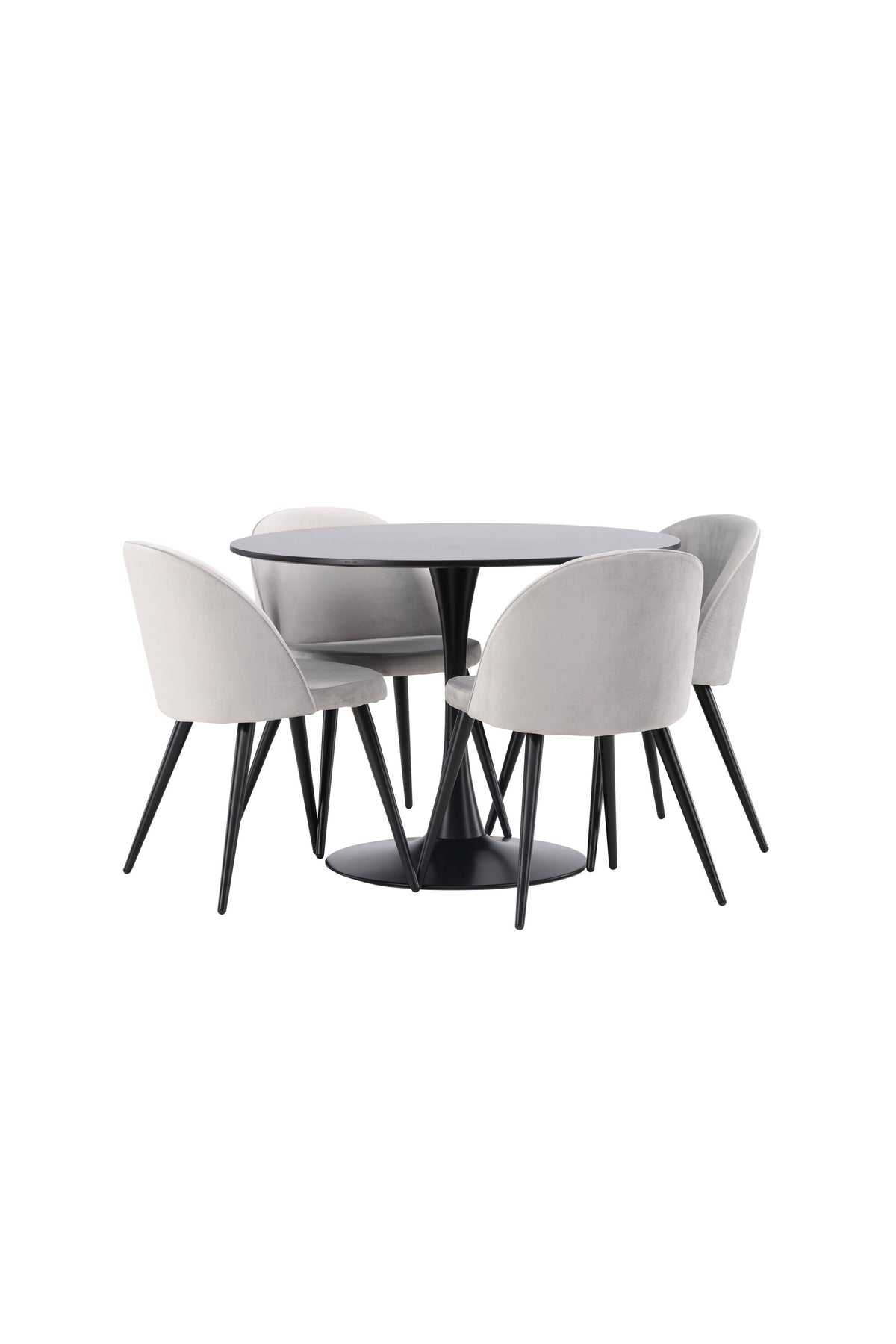 Glade Matbord med Velvet Stolarna – Bord: ⌀100 Stol: 57x76,5x50