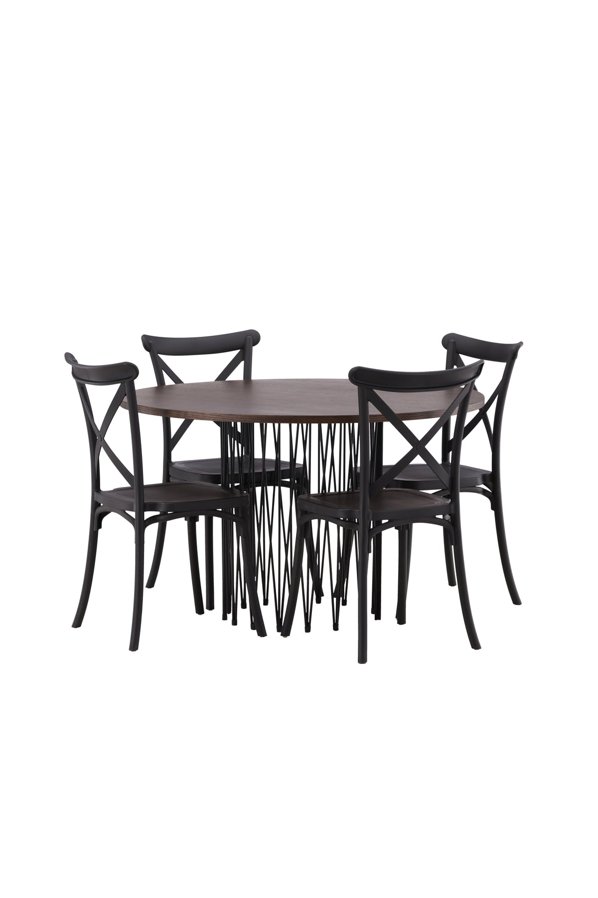 Stone Matbord med Crosett Stolarna – Bord: ⌀120 Stol: 55x90x52