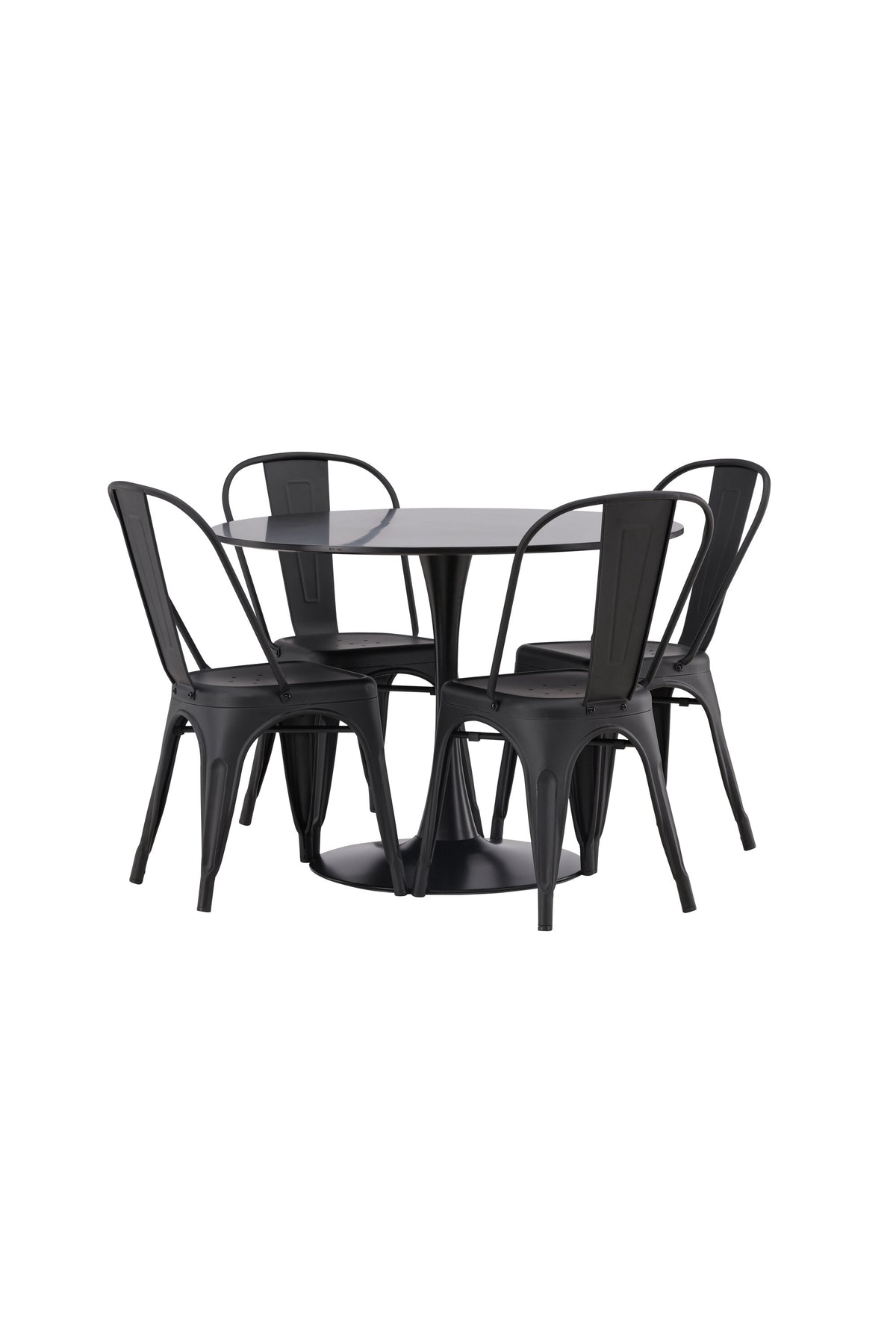 Glade Matbord med Tempe Stolarna – Bord: ⌀100 Stol: 53x85x45
