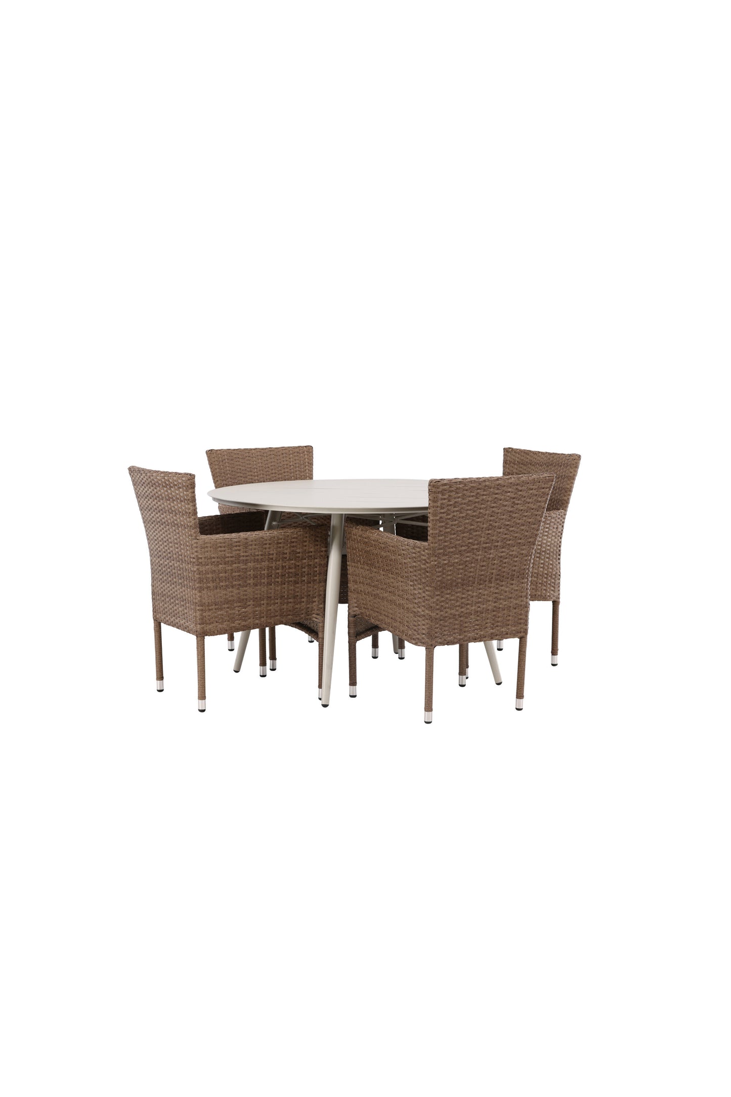 Lina Matbord med Malina Stolarna – Bord: ⌀120 Stol: 60x86,5x58