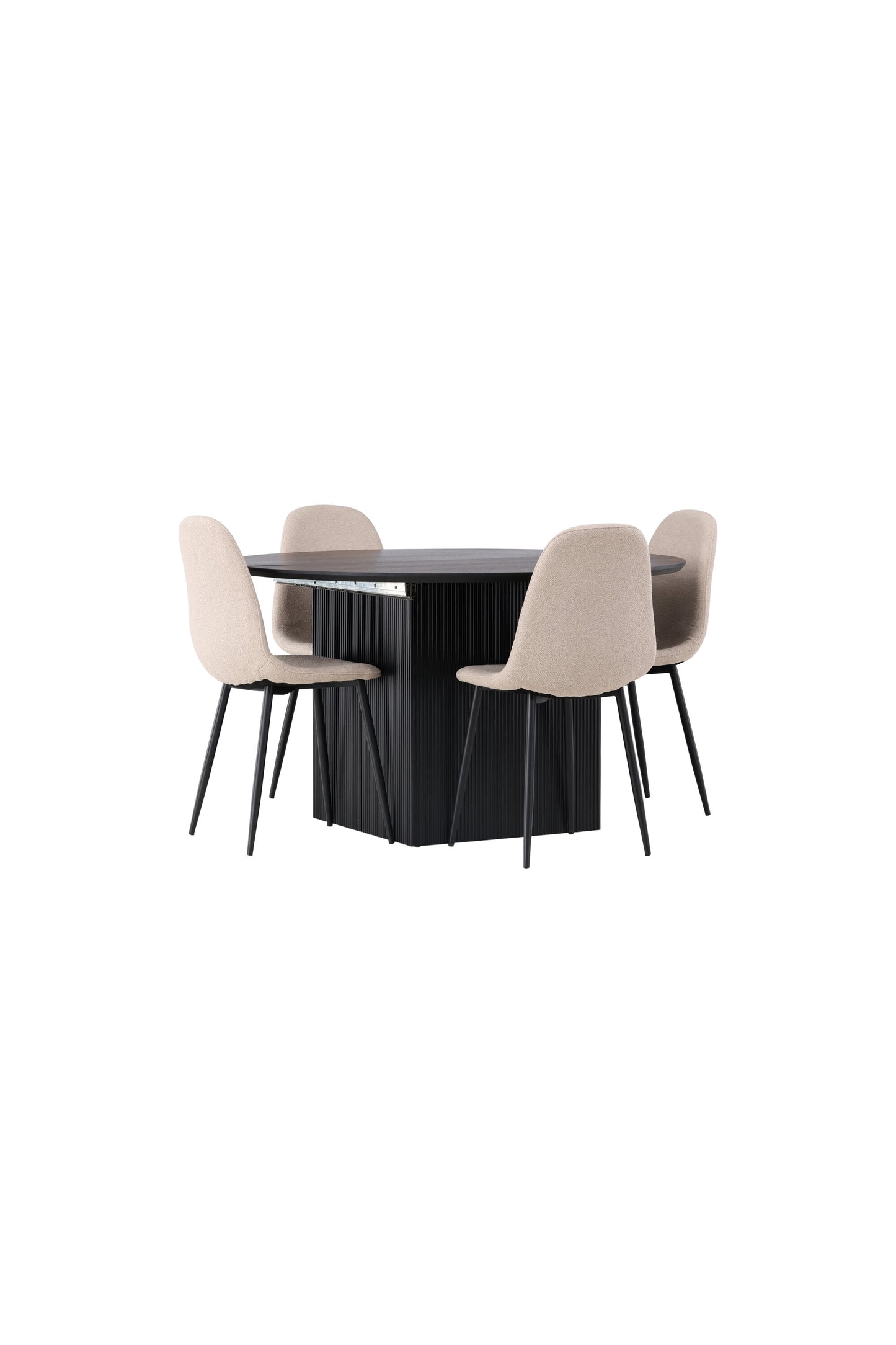 Matilda Matbord med Polar Stolarna – Bord: ⌀130 Stol: 52x90x45