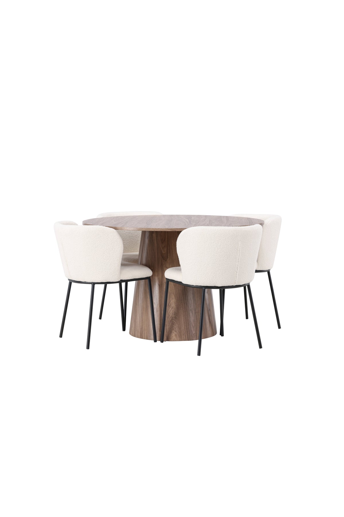 Lanzo Matbord med Edina Stolarna – Bord: ⌀120 Stol: 56x76x55