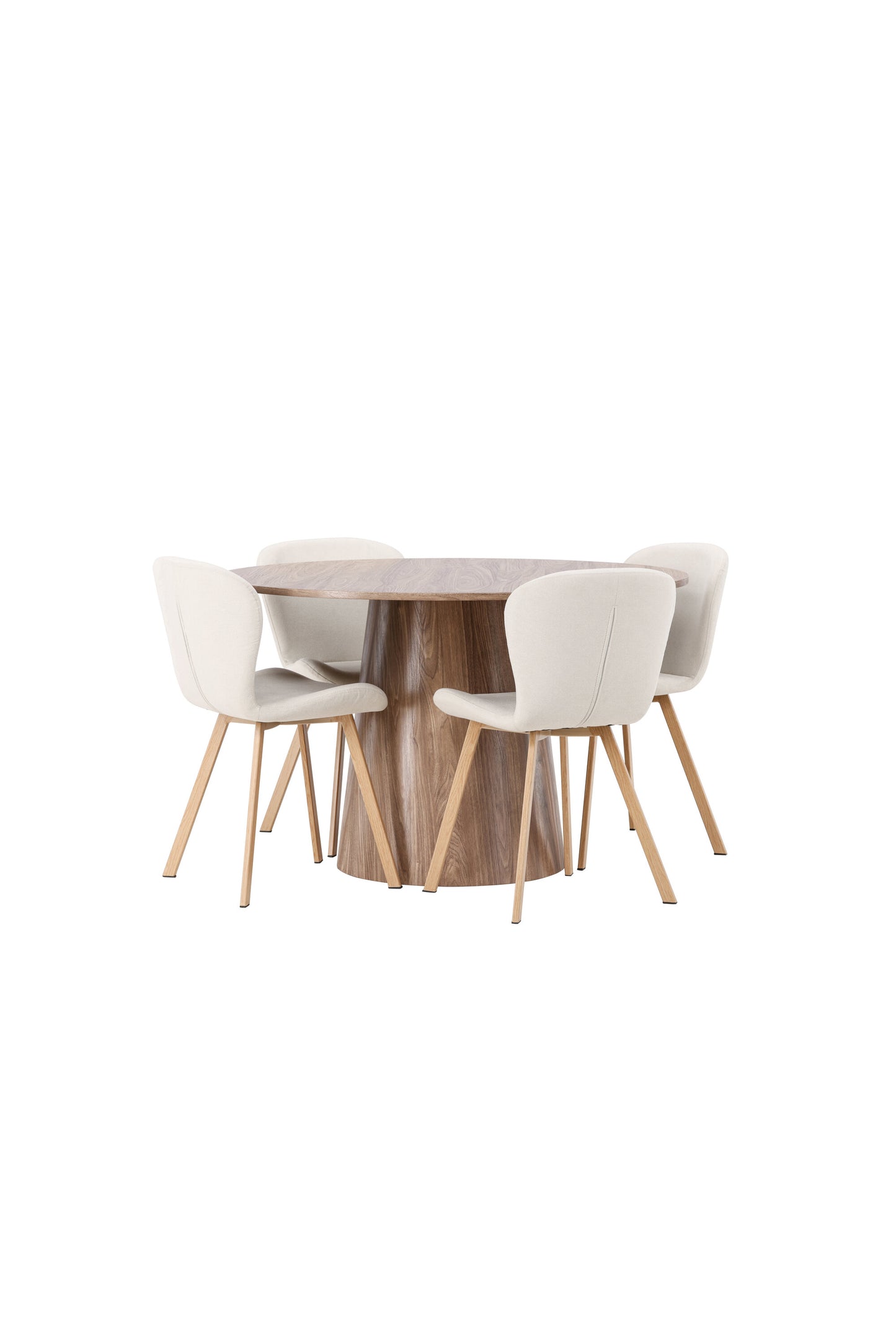 Lanzo Matbord med Lilja Stolarna – Bord: ⌀120 Stol: 50x80x48