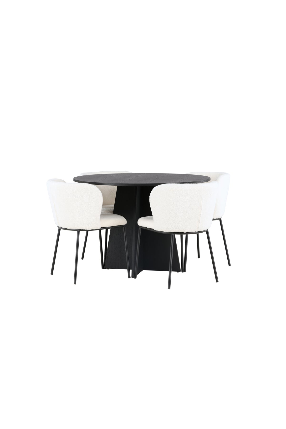 Bootcut Matbord med Edina Stolarna – Bord: ⌀110 Stol: 56x76x55