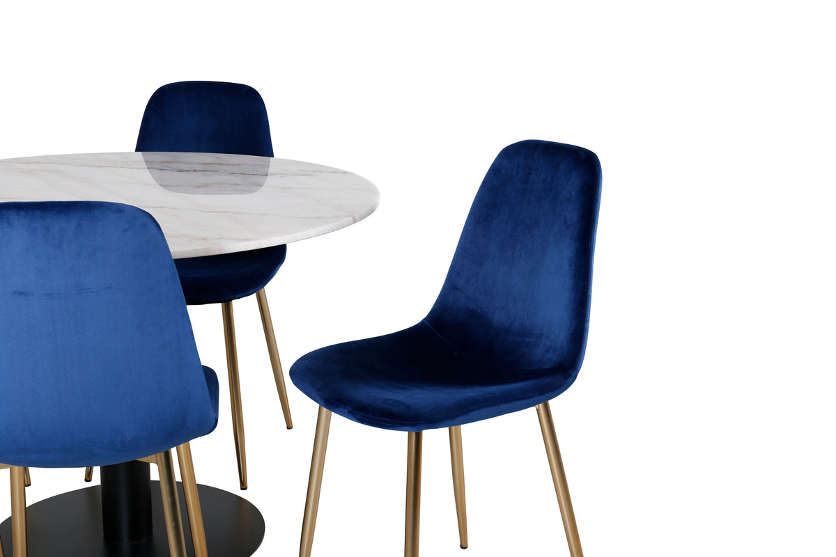 Estelle Matbord med Polar Stolarna – Bord: ⌀106 Stol: 52x86x44