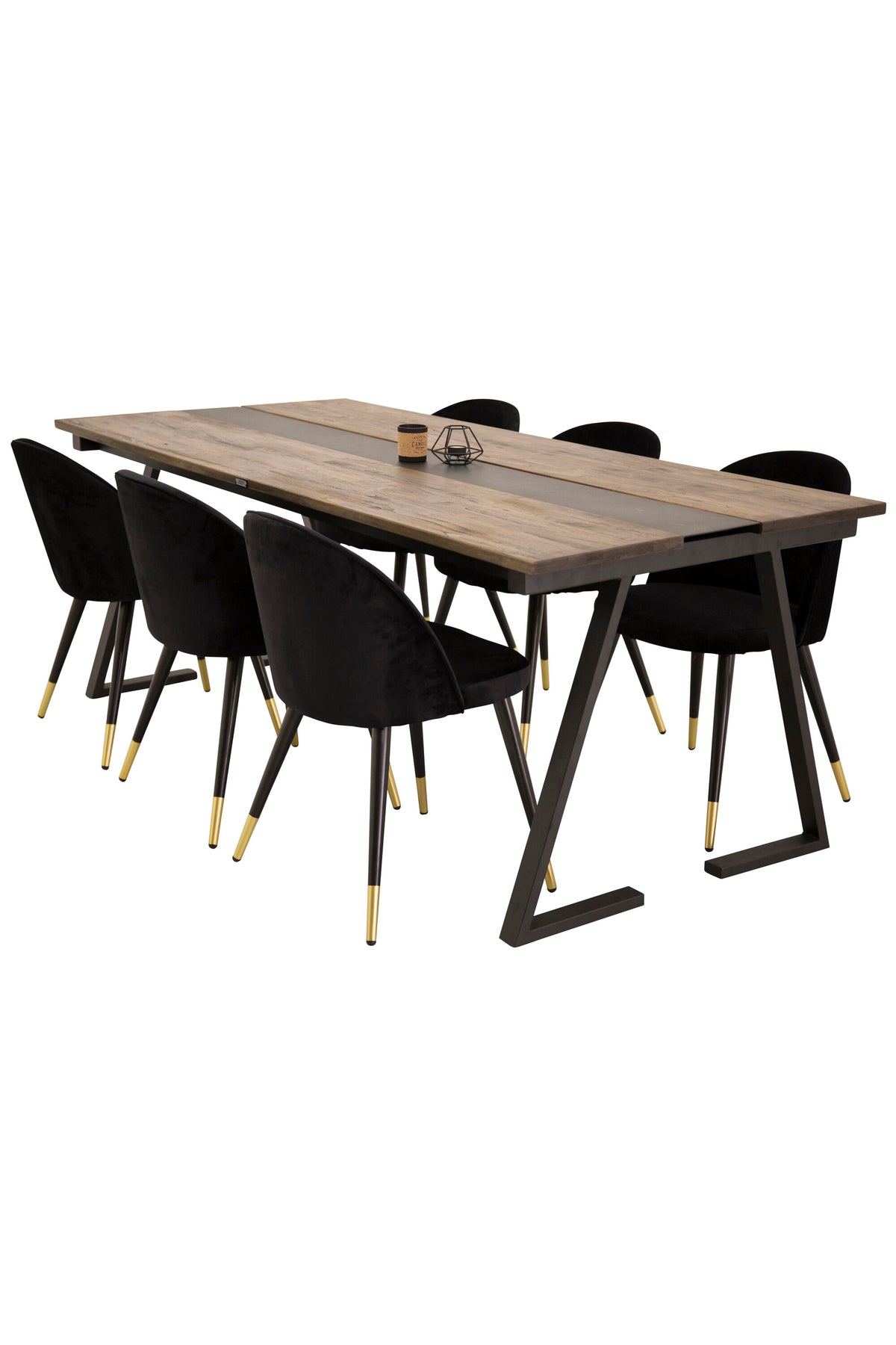 Jakarta Matbord med Velvet Stolarna – Bord: 75x200x90 Stol: 57x76,5x50