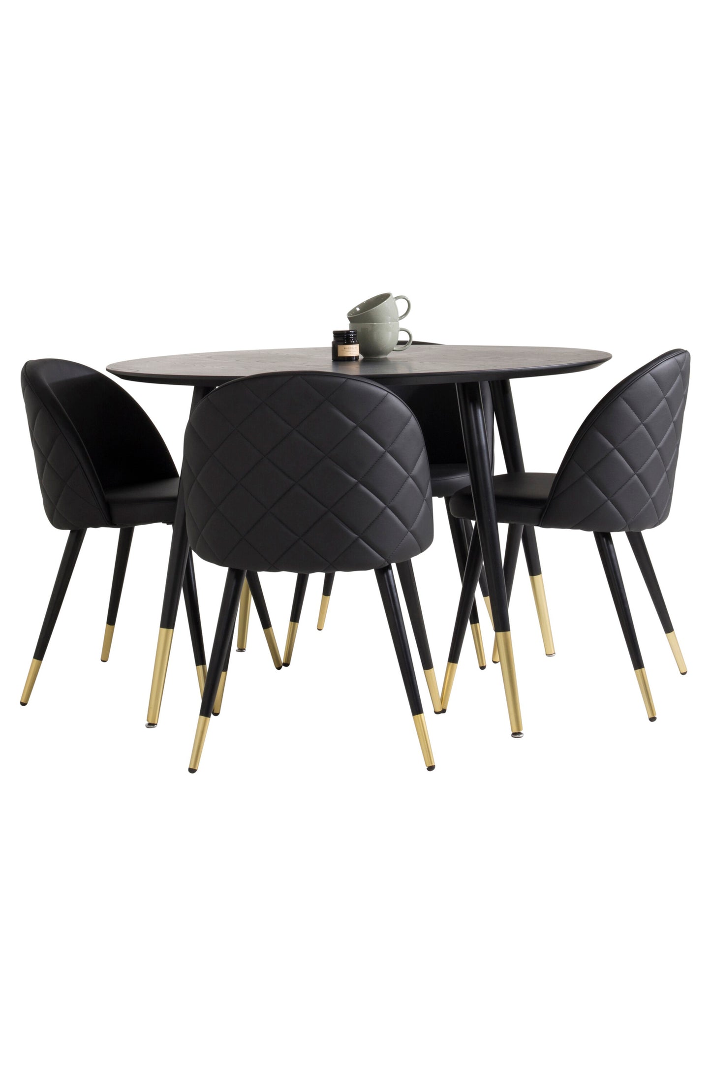 Dipp Matbord med Velvet Stolarna – Bord: ⌀115 Stol: 57x76,5x50