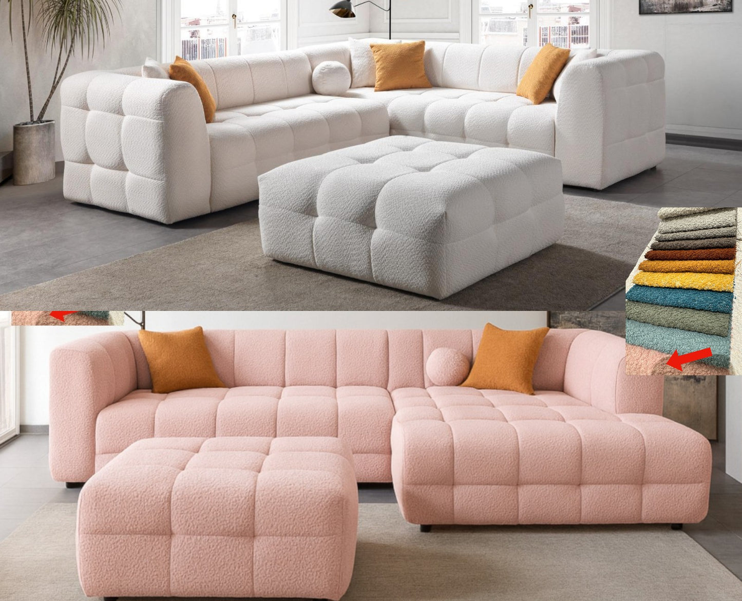 Soffserie Puffy - Välj mellan hörnsoffa i XL och Större hörnsoffa