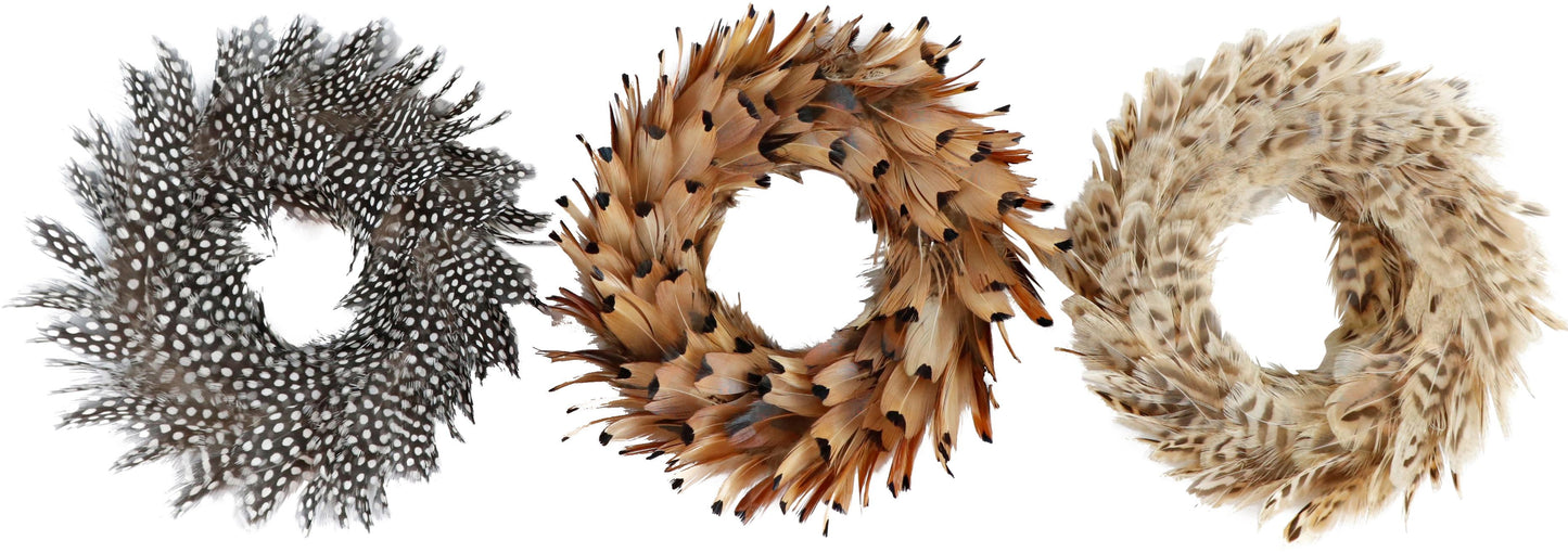 Dekorativ fjäderkransset Natural Ø 15 cm, 3 st.