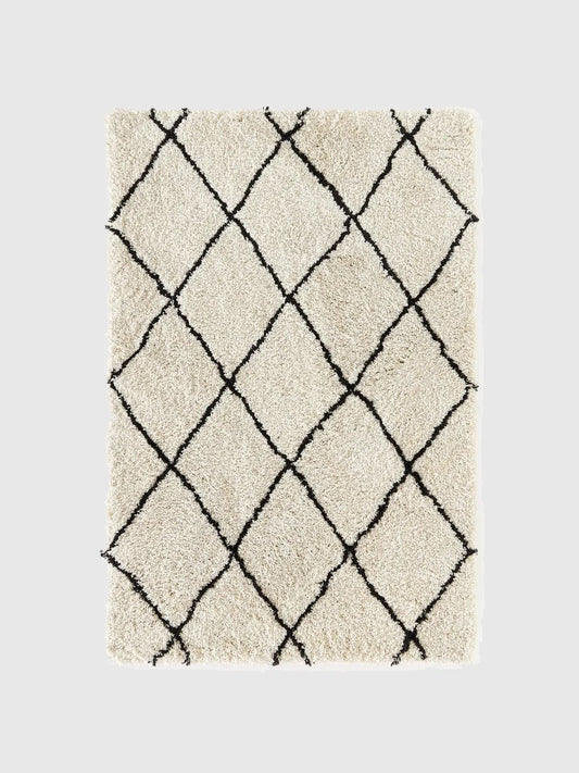 Fluffig högluggsmatta 120x180 - Beige/Svart
