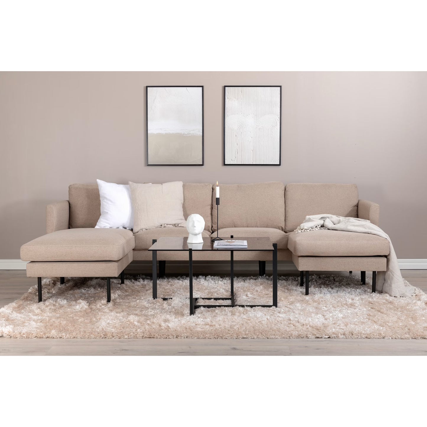 Zoom Divan U-soffa- Brun