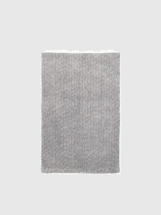 160x230 Fluffig melerad matta med hög lugg - Grå