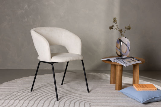 Day Matstol - Mattsvart / Offwhite Linne