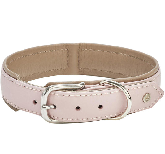 Handgjort hundhalsband Amici i läder, L 32-38 cm