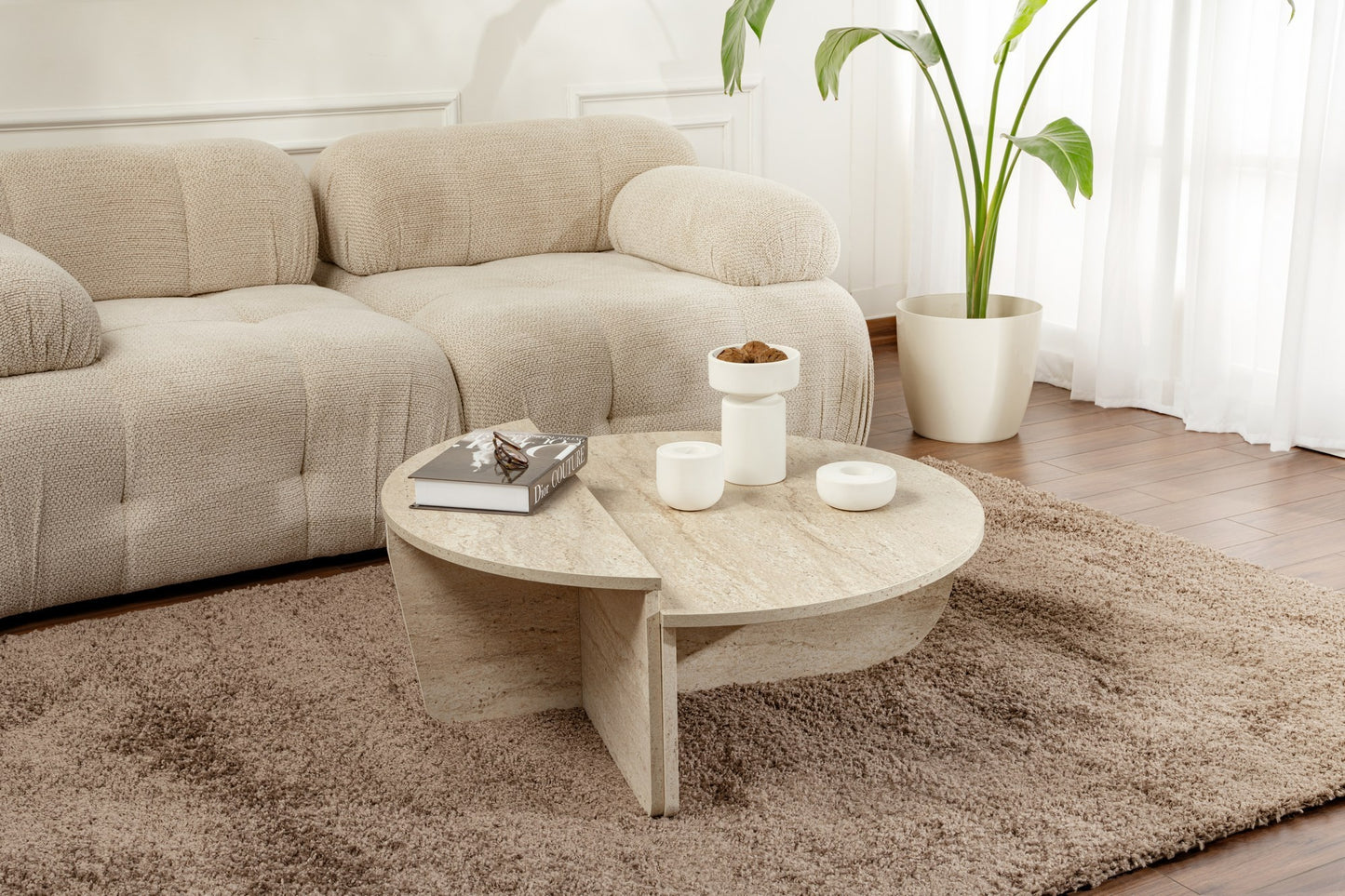 Orio soffbord 90x60 / 85x30 cm - Travertine