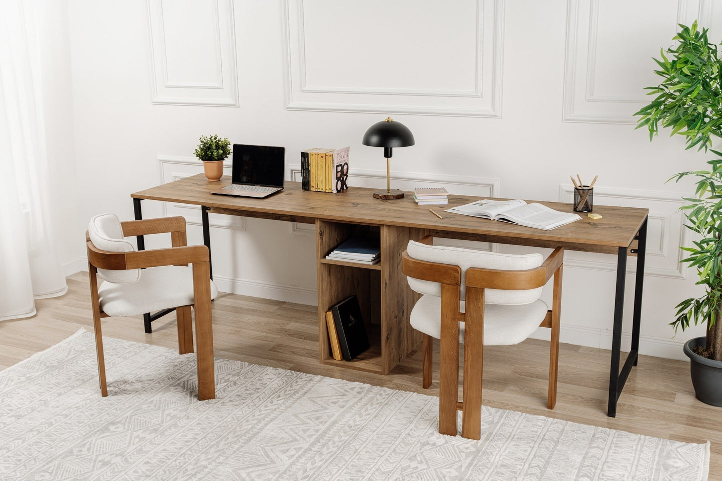 Twin Skrivbord - Atlantic Pine, Black