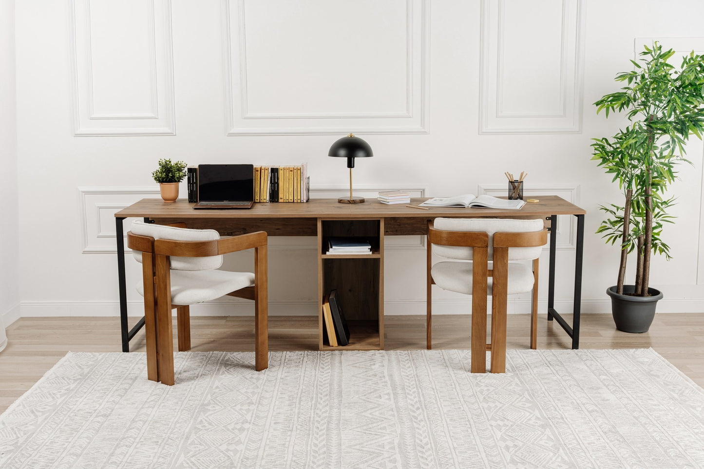 Twin Skrivbord - Atlantic Pine, Black