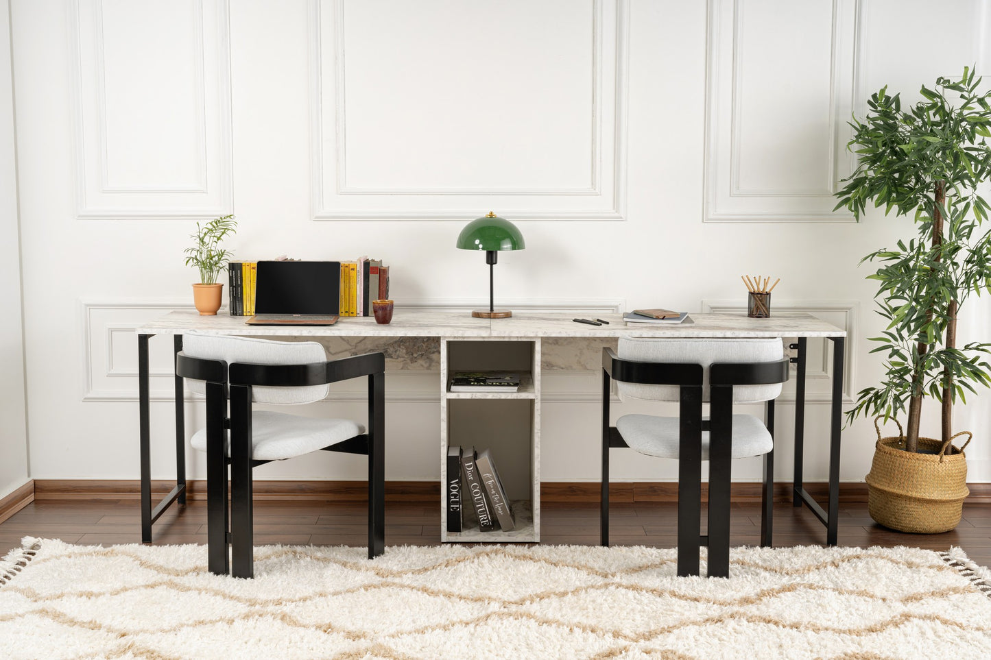 Twin Skrivbord - Freesia Marble, Black