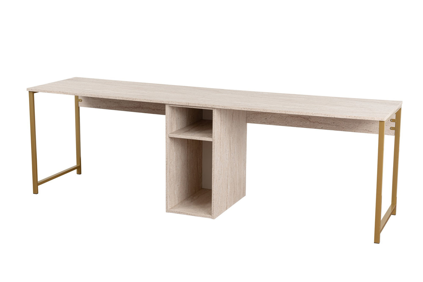 Twin Skrivbord - Travertine, Gold
