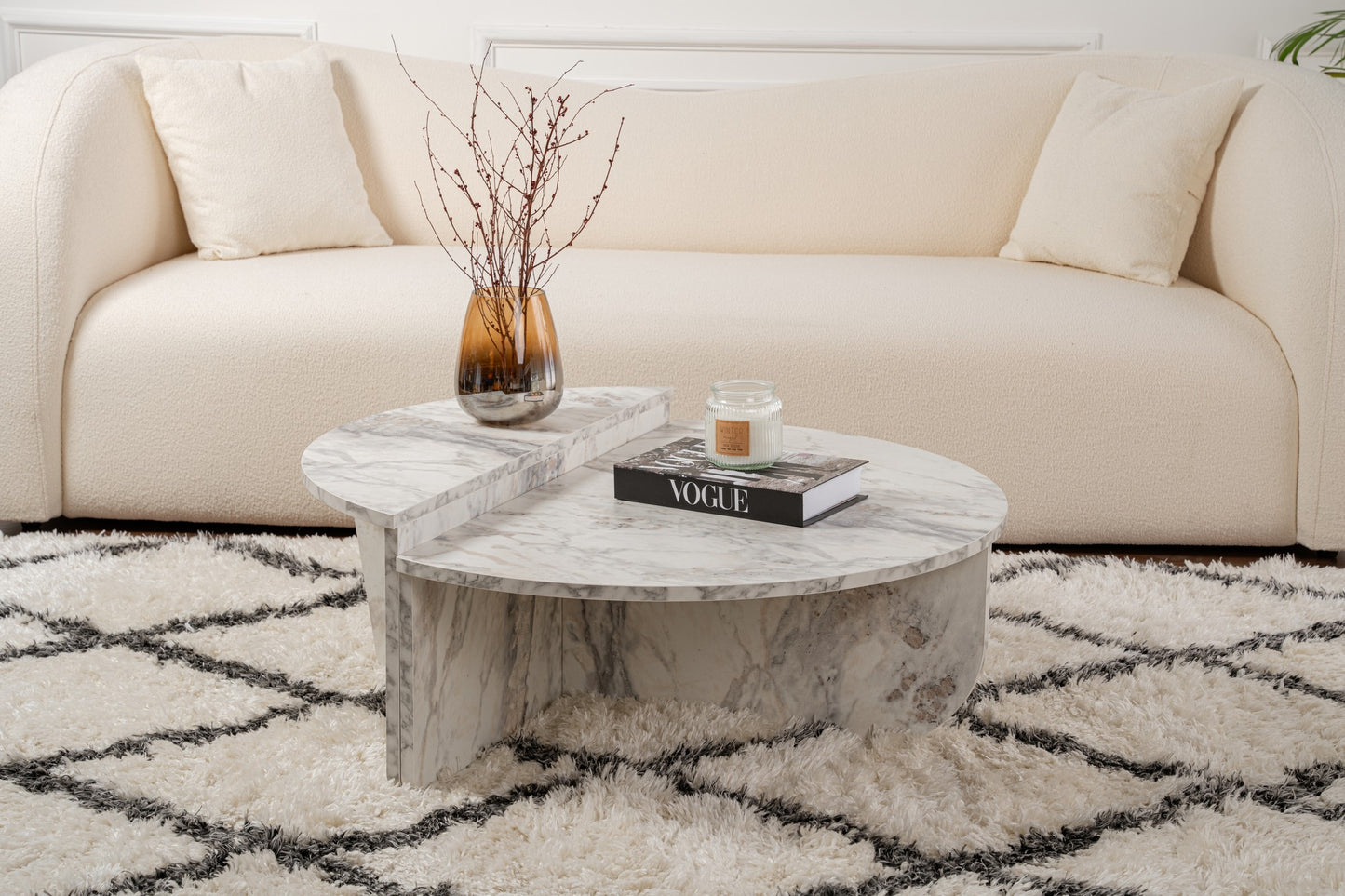 Orio soffbord 90x60 / 85x30 cm - Freesia Marble