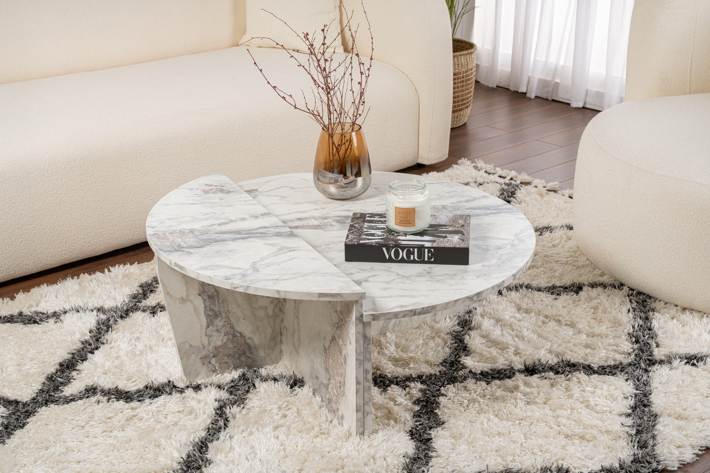 Orio soffbord 90x60 / 85x30 cm - Freesia Marble