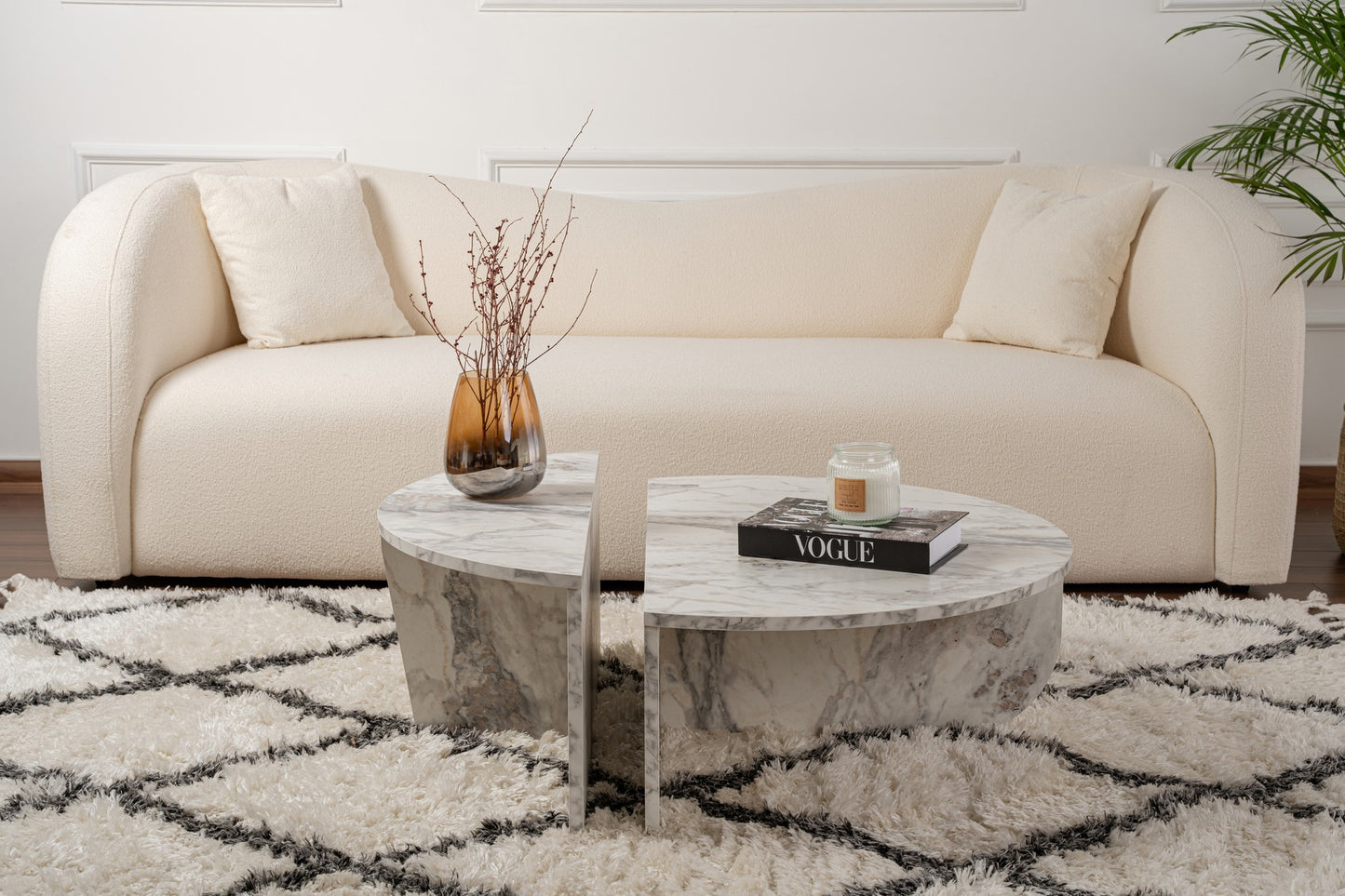 Orio soffbord 90x60 / 85x30 cm - Freesia Marble