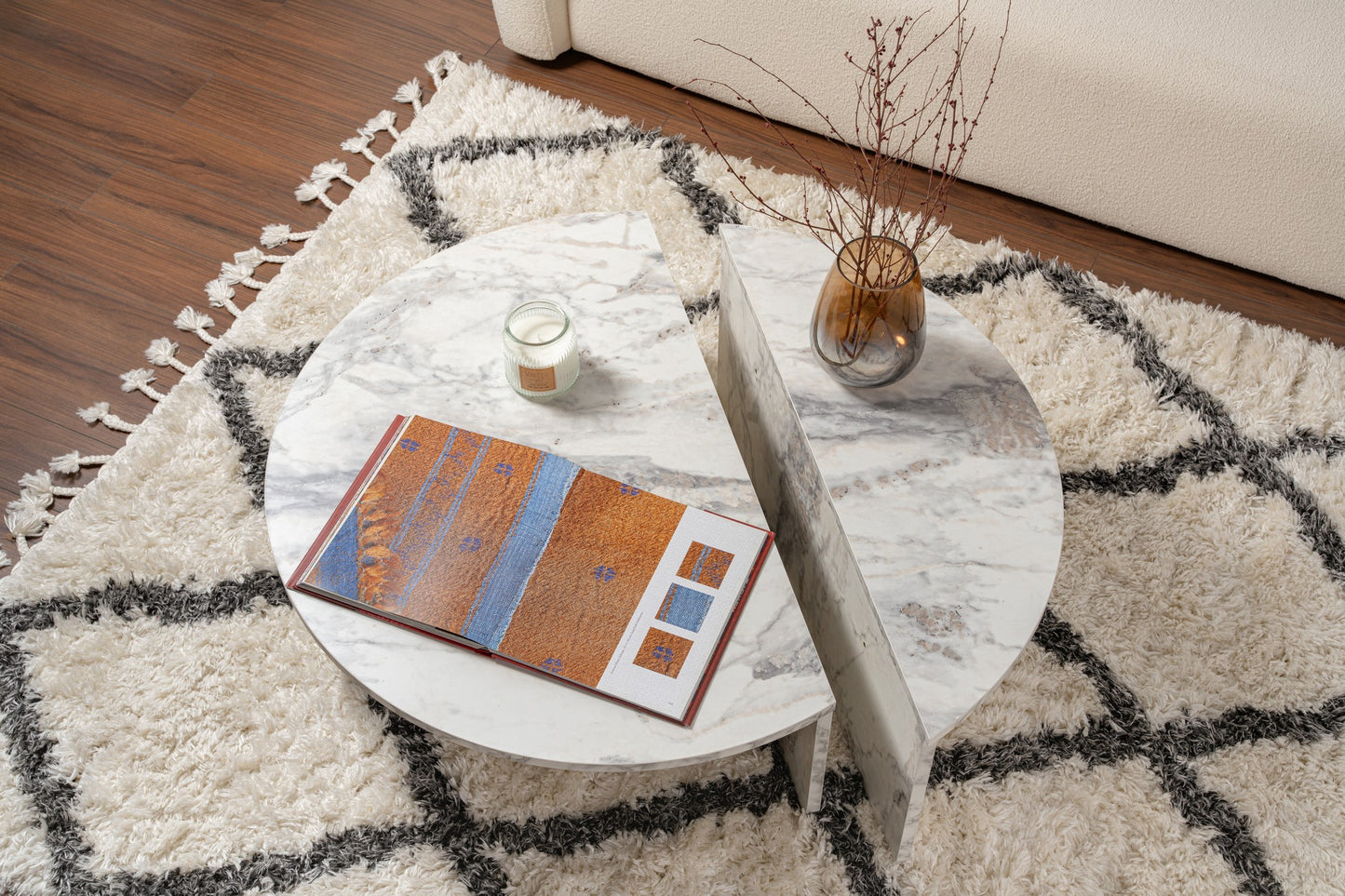 Orio soffbord 90x60 / 85x30 cm - Freesia Marble