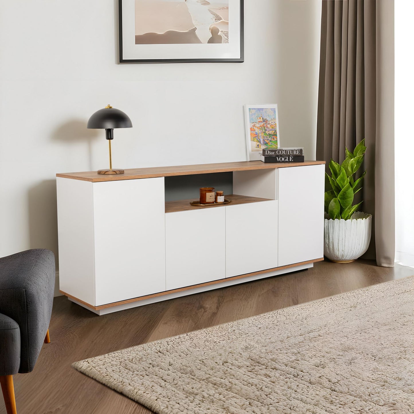 Arista 180x44,5x75 cm - Antracit, Atlantfuru, Kashmir, Mink, Travertin, Vit, Atlantfuru, Cadiz-Ek, Valnötskonsol Trösta