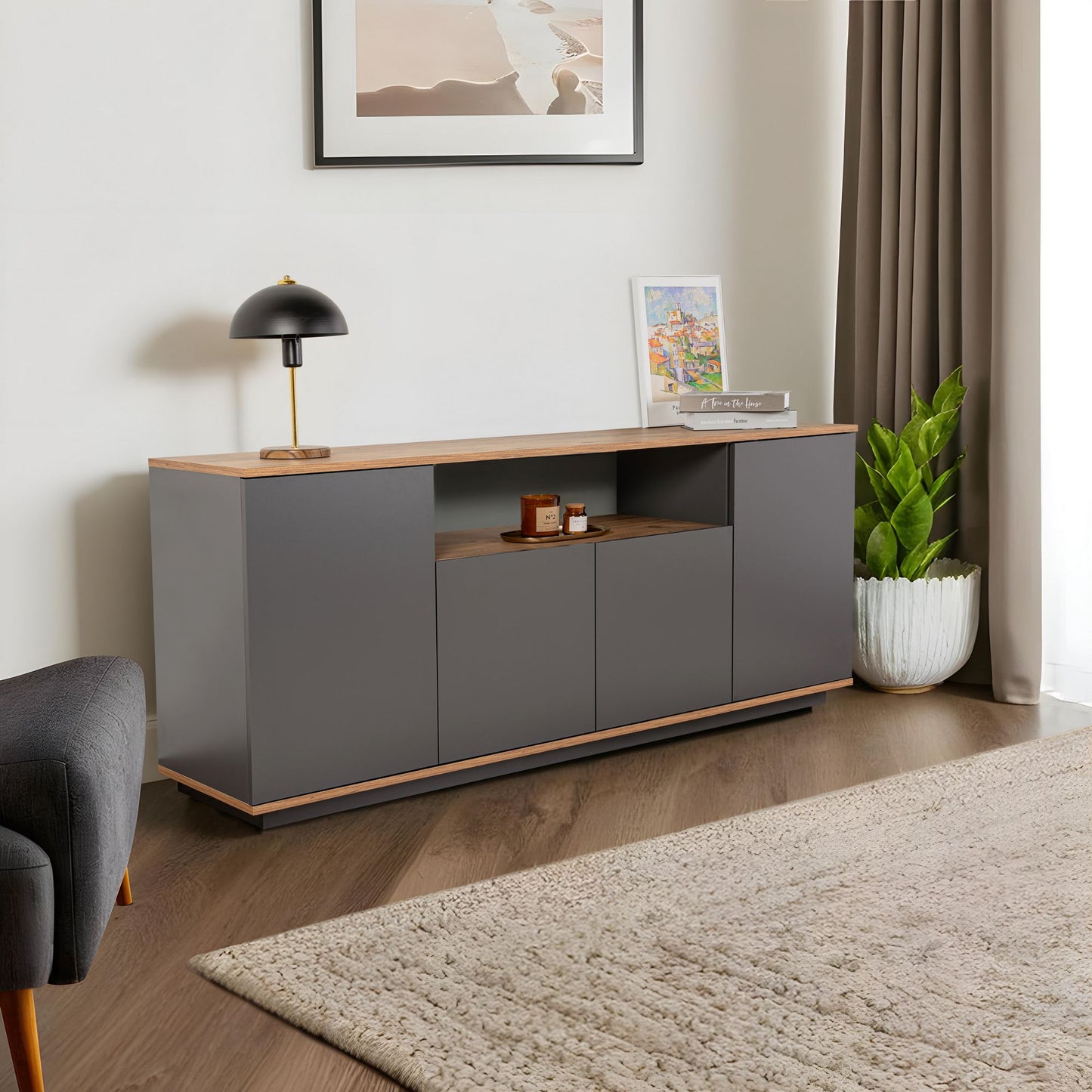 Arista 180x44,5x75 cm - Antracit, Atlantfuru, Kashmir, Mink, Travertin, Vit, Atlantfuru, Cadiz-Ek, Valnötskonsol Trösta
