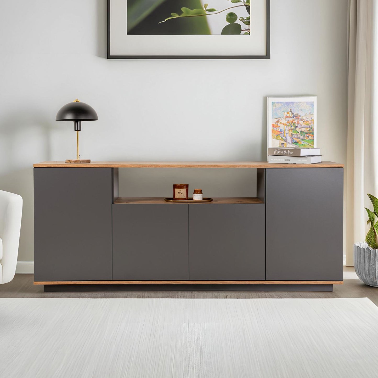 Arista 180x44,5x75 cm - Antracit, Atlantfuru, Kashmir, Mink, Travertin, Vit, Atlantfuru, Cadiz-Ek, Valnötskonsol Trösta