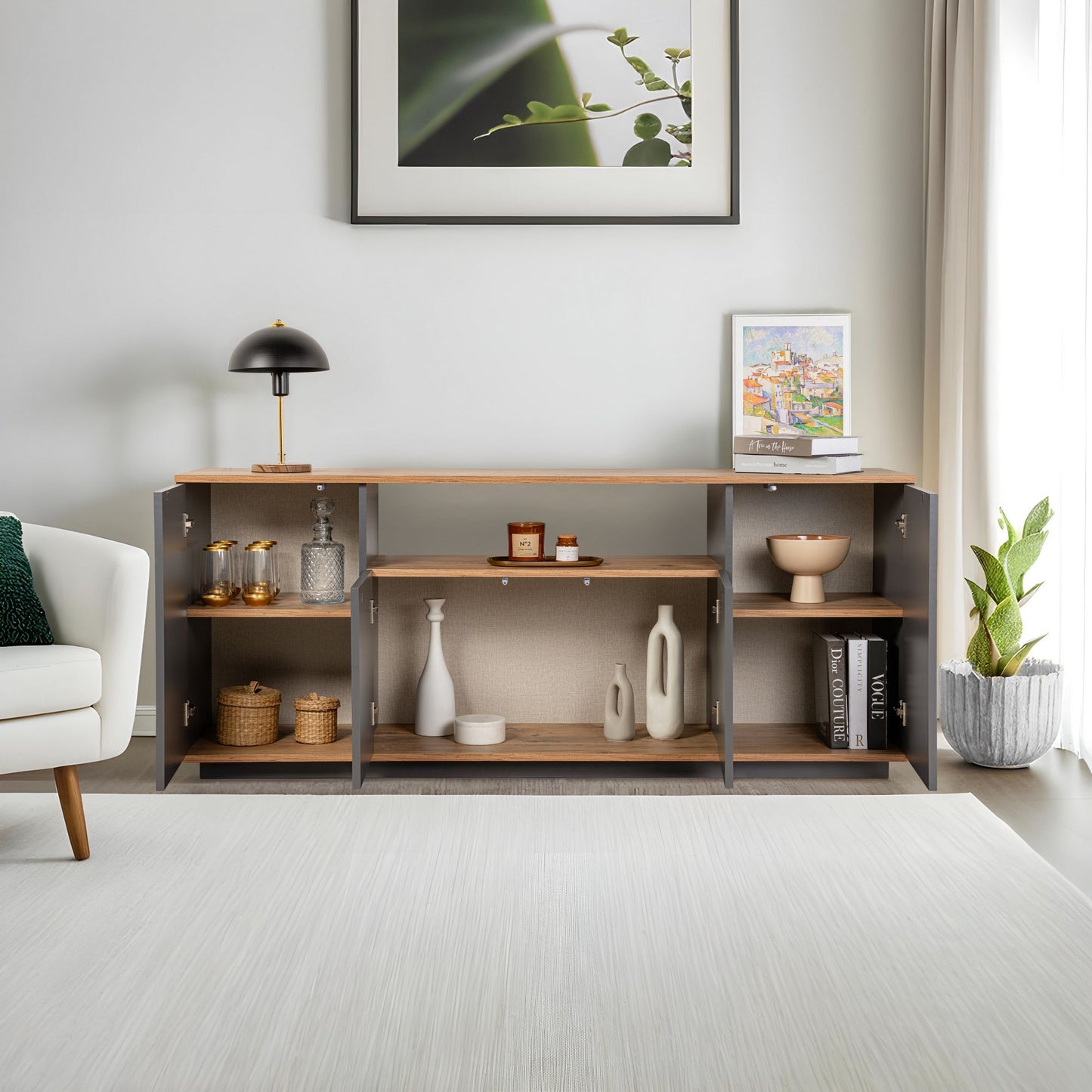 Arista 180x44,5x75 cm - Antracit, Atlantfuru, Kashmir, Mink, Travertin, Vit, Atlantfuru, Cadiz-Ek, Valnötskonsol Trösta
