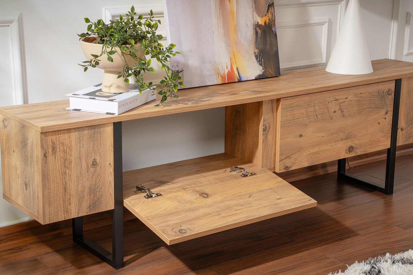 Serenity Tv-bänk - Atlantic Pine, Black