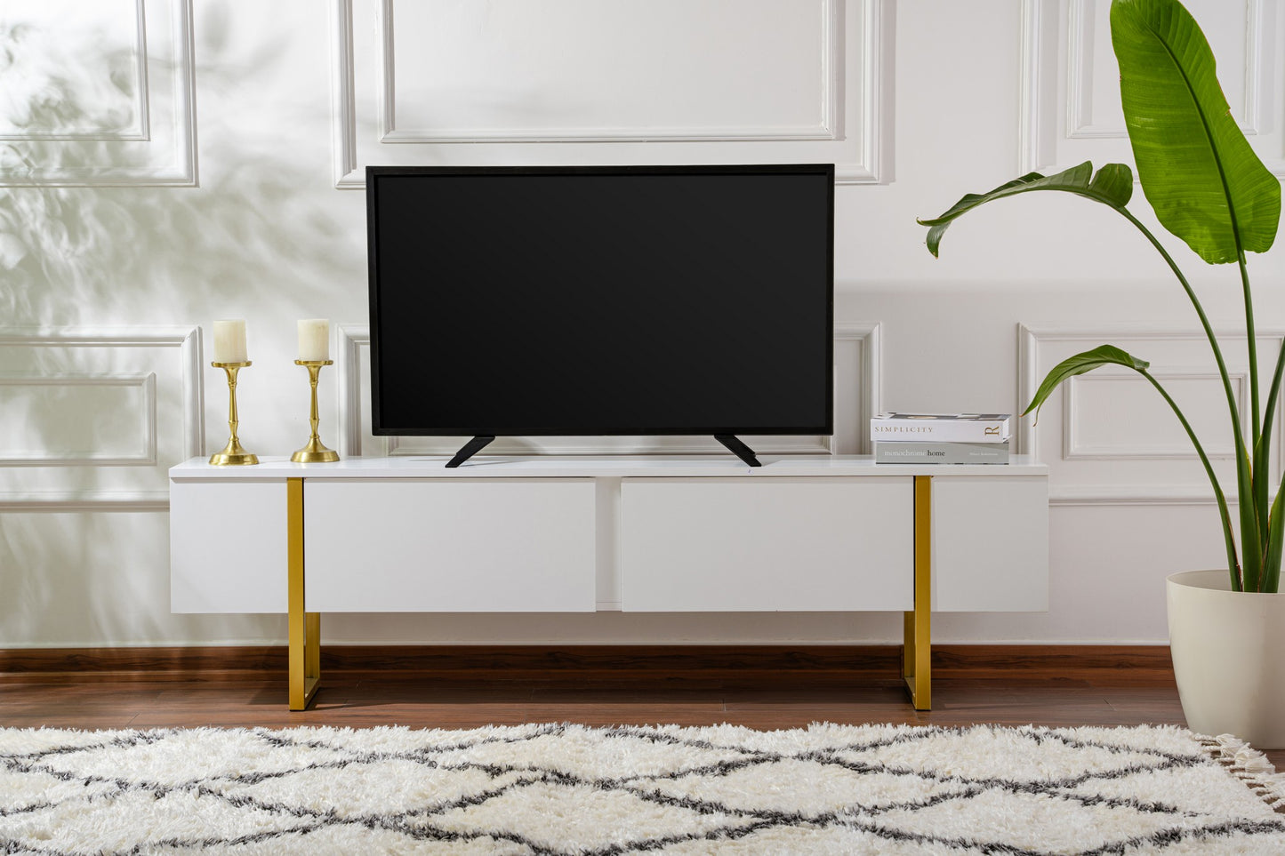 Serenity Tv-bänk - White, Gold
