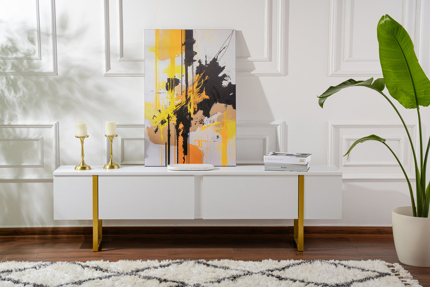 Serenity Tv-bänk - White, Gold