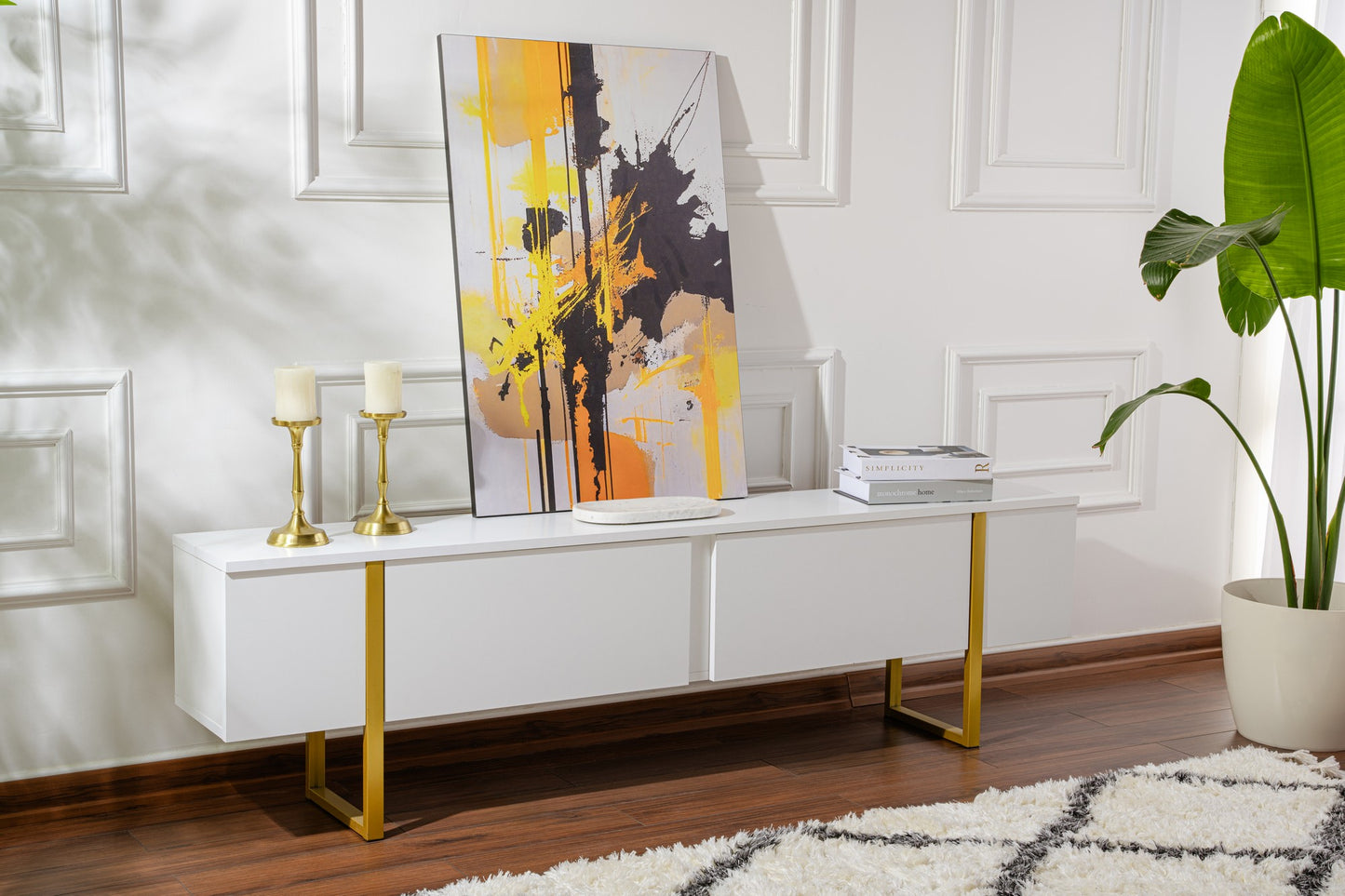 Serenity Tv-bänk - White, Gold