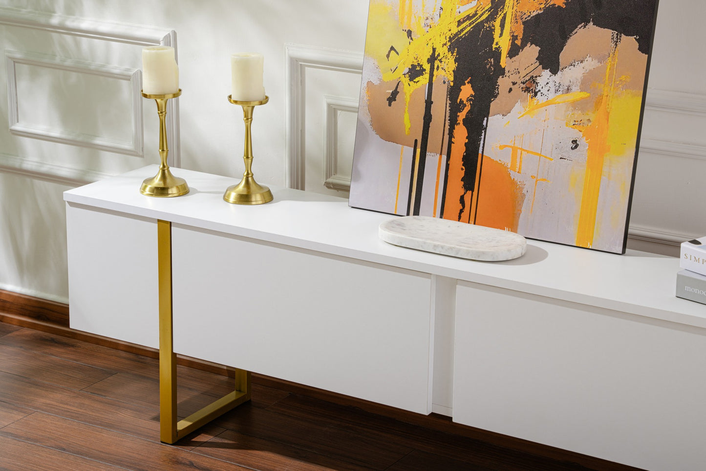 Serenity Tv-bänk - White, Gold