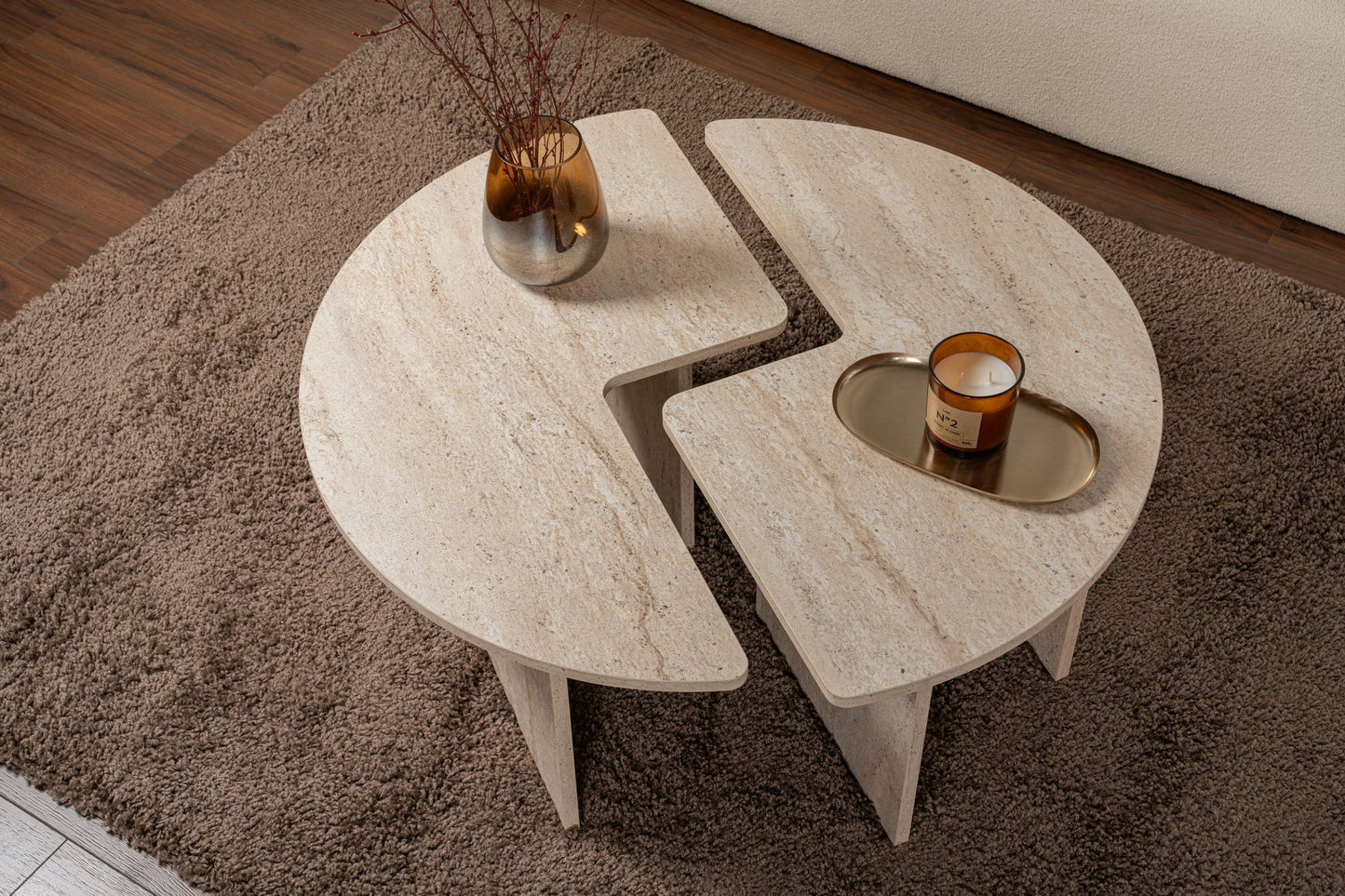 Moira Soffbord Ø90 - Travertine