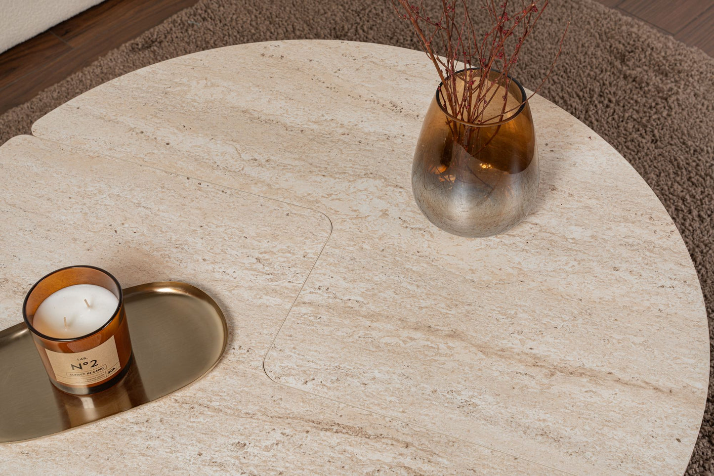 Moira Soffbord Ø90 - Travertine