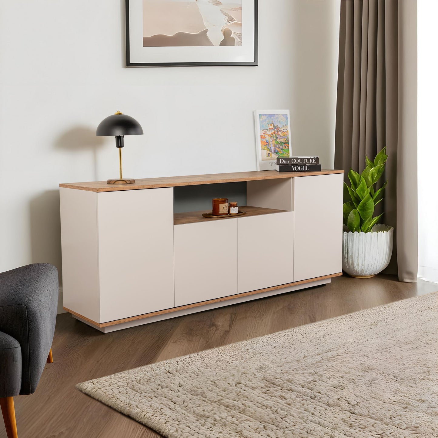 Arista 180x44,5x75 cm - Antracit, Atlantfuru, Kashmir, Mink, Travertin, Vit, Atlantfuru, Cadiz-Ek, Valnötskonsol Trösta