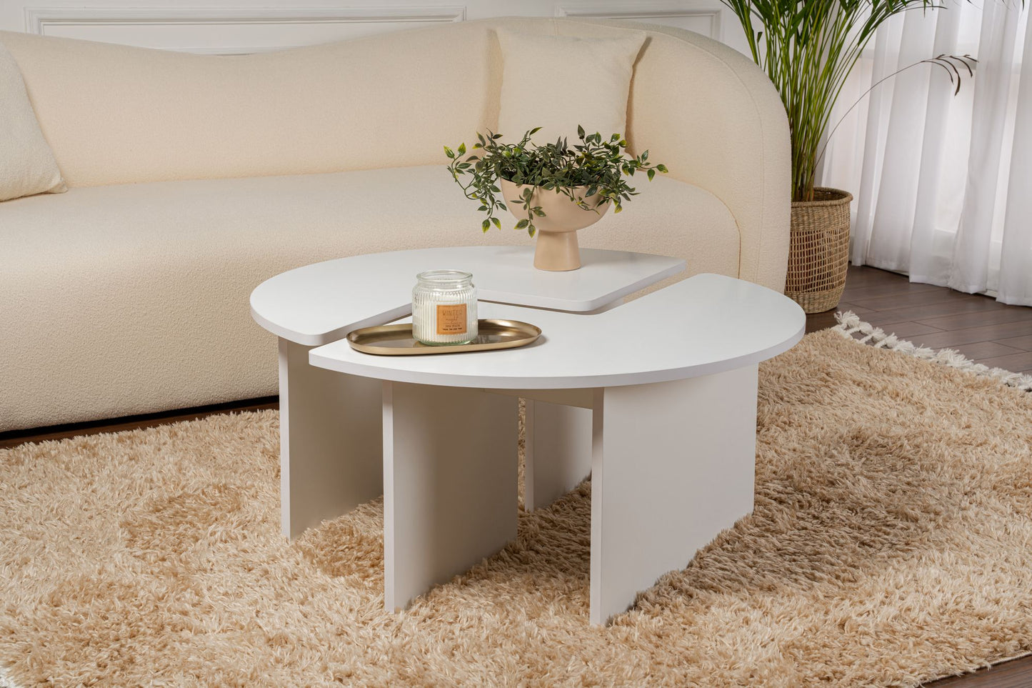 Moira Soffbord Ø90 - Natural White
