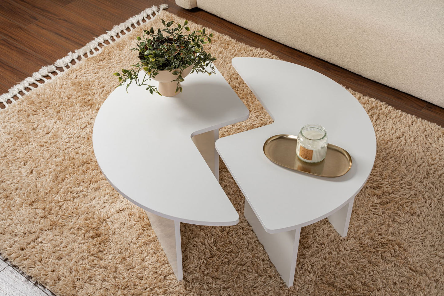 Moira Soffbord Ø90 - Natural White
