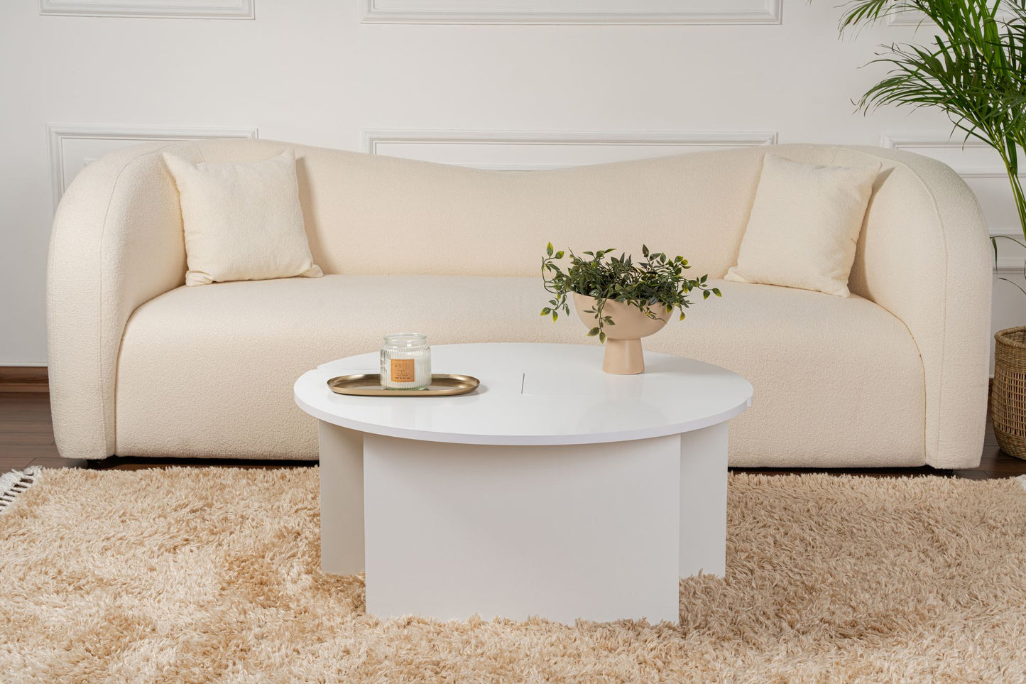 Moira Soffbord Ø90 - Natural White