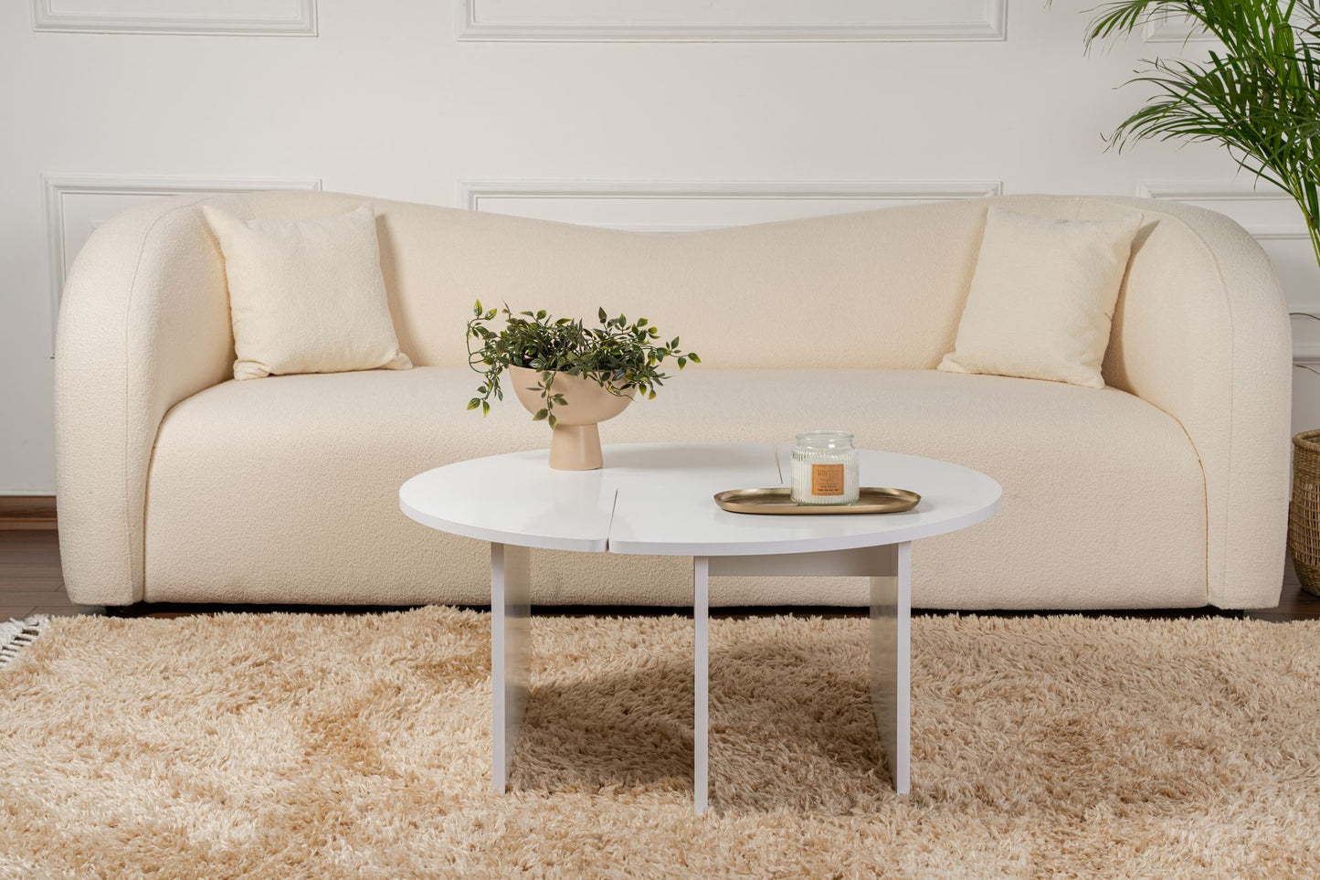 Moira Soffbord Ø90 - Natural White
