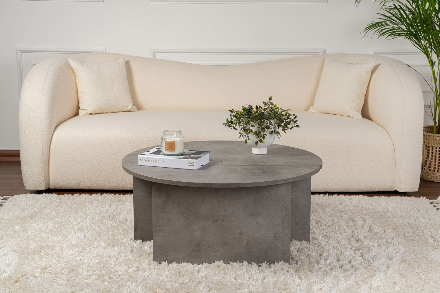 Moira Soffbord Ø90 - Concrete Grey