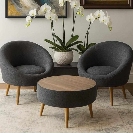 Lida Linen Fåtölj- och soffbordsset (3 delar)