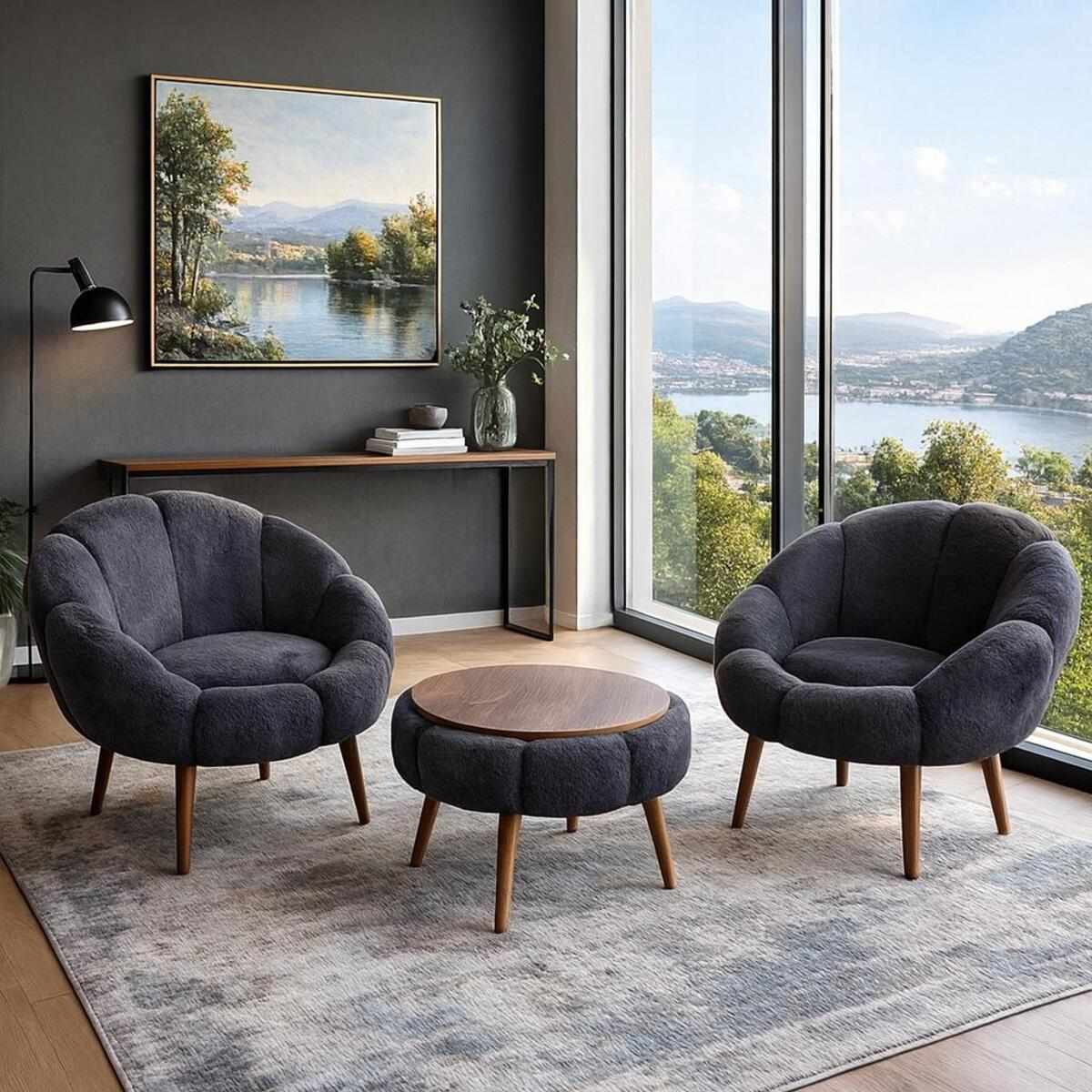 Lida Wellsoft Fåtölj- och soffbordsset (3 delar)