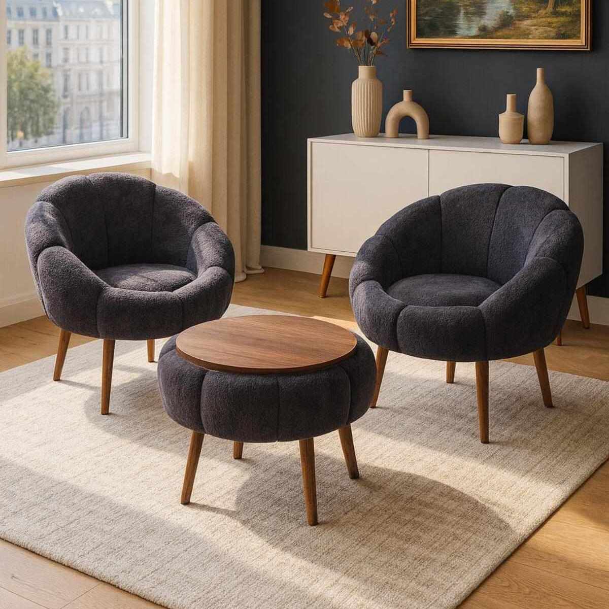Lida Wellsoft Fåtölj- och soffbordsset (3 delar)